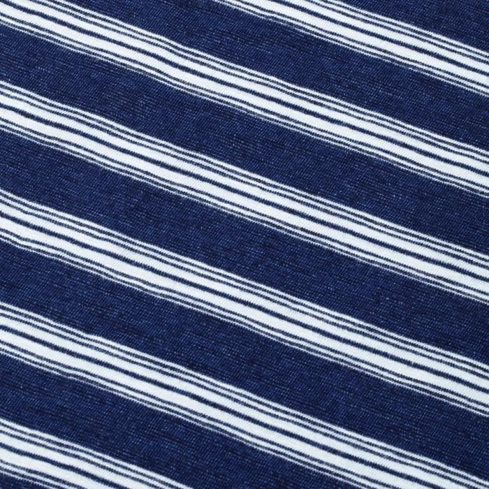 INDIGO SLUB JERSEY SHORT-SLEEVED SWEATSHIRT T-SHIRT - INDIGO BORDER