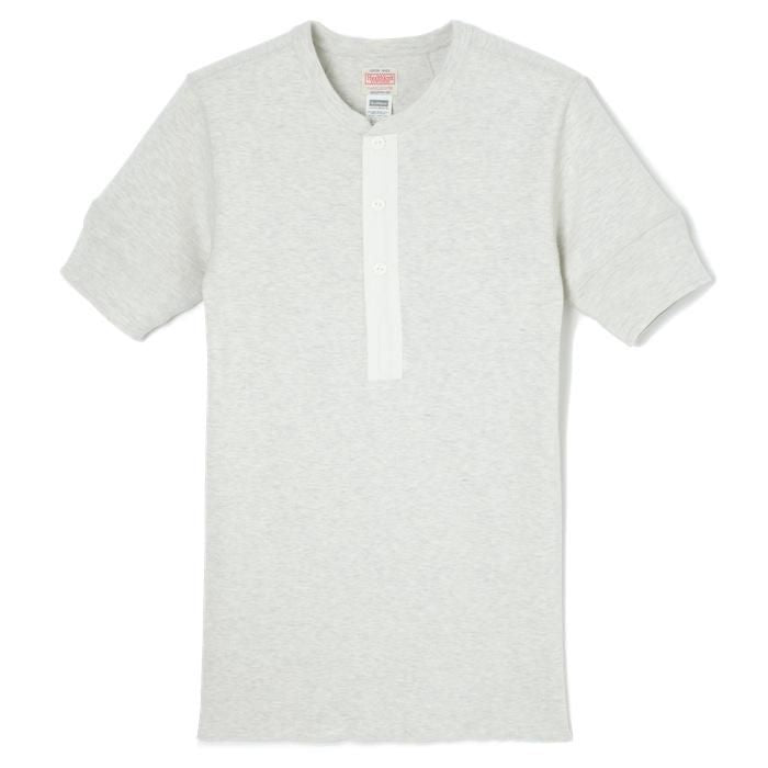 Vintage Ribbed Henley Neck Short-Sleeve T-Shirt - OATMEAL