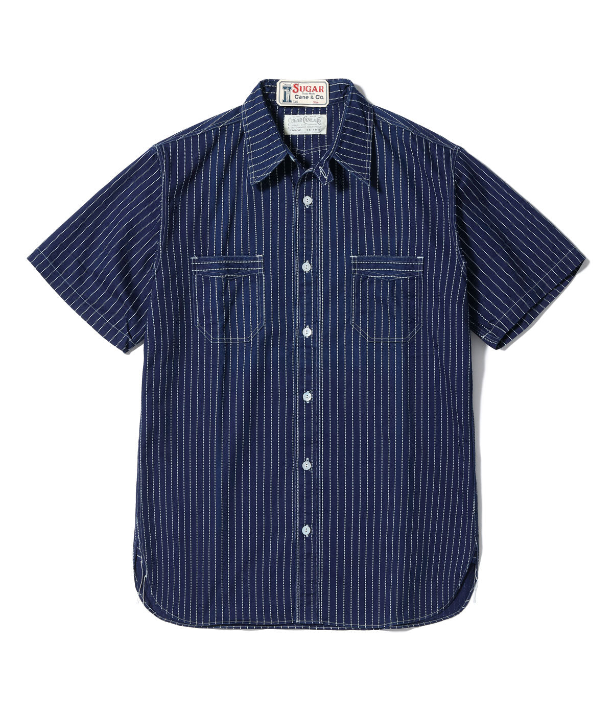 SC36267 FICTION ROMANCE 8.5OZ. WABASH STRIPE WORK SHIRT (SHORT SLEEVE) - INDIGO