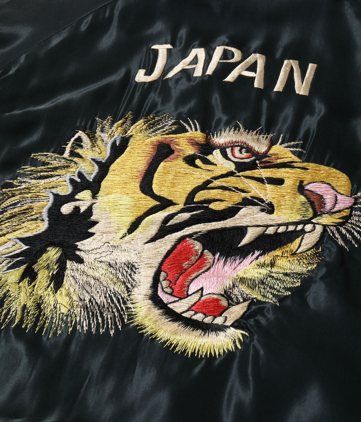 TT15542-190 Early 1950s Style Acetate Souvenir Jacket RED EAGLE × TIGER HEAD - SILVER/BLACK