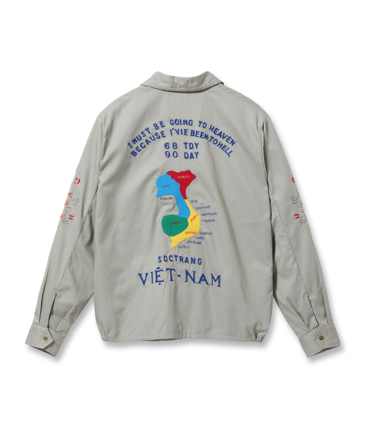 TT15546 LATE 1960S STYLE COTTON VIETNAM JACKET VIETNAM MAP - GRAY