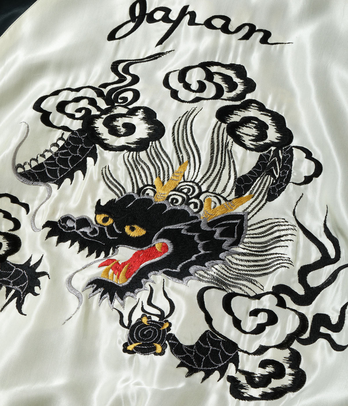 TT15877-119 Mid 1950s Style Acetate Souvenir Jacket “ROARING TIGER” × “BLACK DRAGON” - BLACK