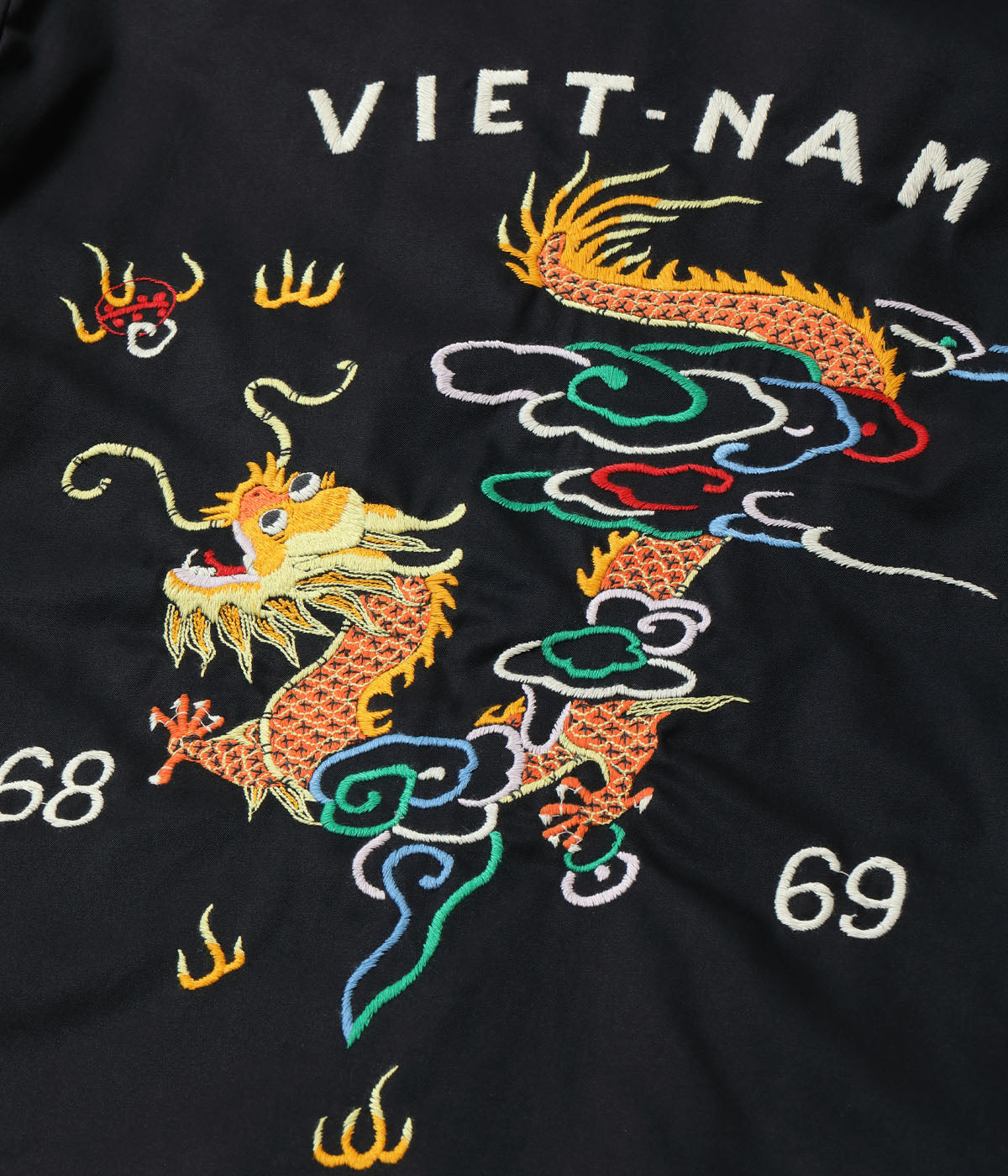 TT15879 Late 1960s Style Cotton Vietnam Jacket “DRAGON” - BLACK