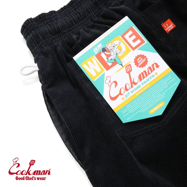 CHEF PANTS SEMIWIDE CORDUROY - BLACK