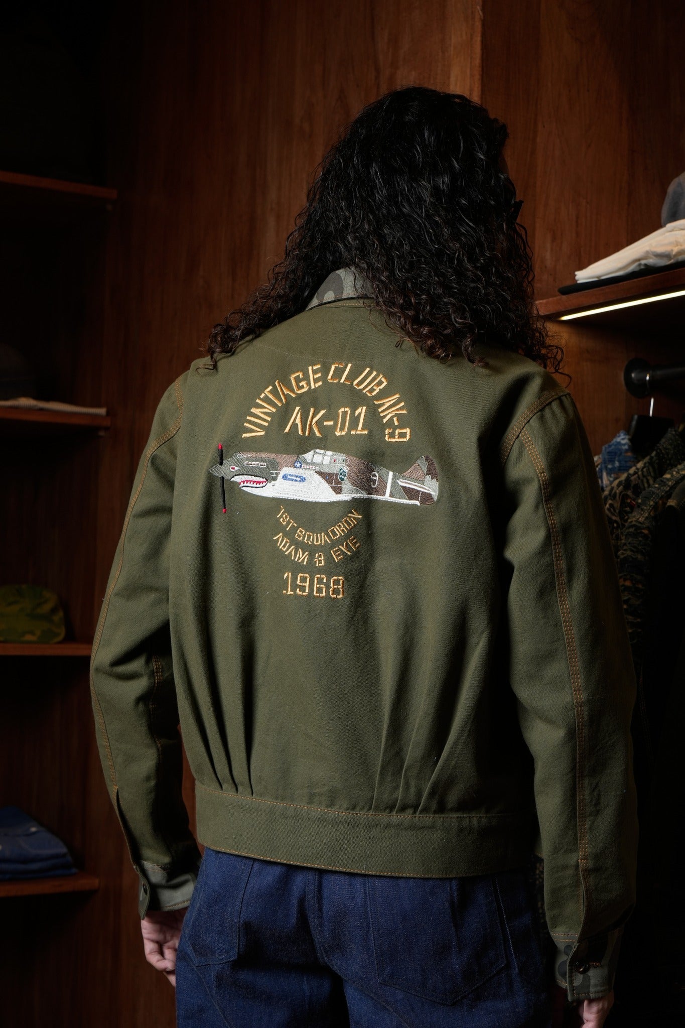 AK/PR/LOT2/JKT/027 Army Bomber Vintage Club AK Japanese Selvedge - OLIVE
