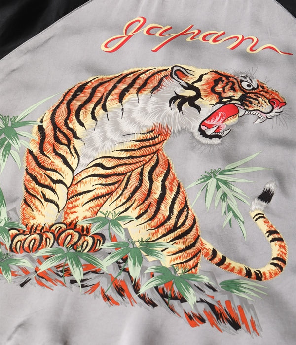 TT15289-119 / EARLY 1950S - MID 1950S STYLE ACETATE SOUVENIR JACKET “KOSHO & CO. SPECIAL EDITION “SPIDER X  “ROARING TIGER - BLACK