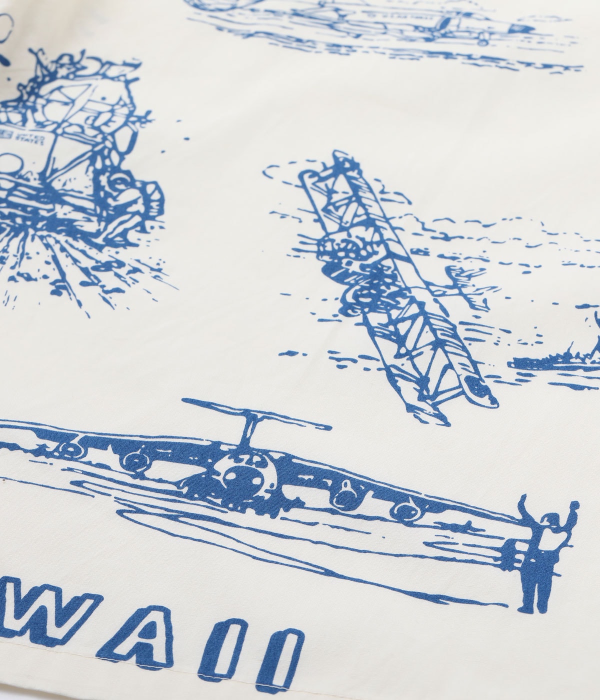 SS39698 COTTON BROAD HAWAIIAN SHIRT ISLAND AVIATION - OFF WHITE