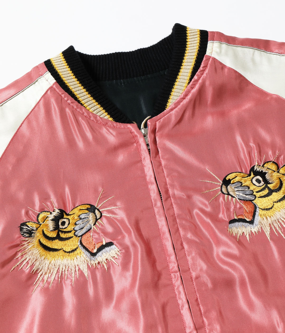 TT15972-119 Early 1950s Style Acetate Souvenir Jacket EAGLE x ROARING TIGER - BLACK/PINK