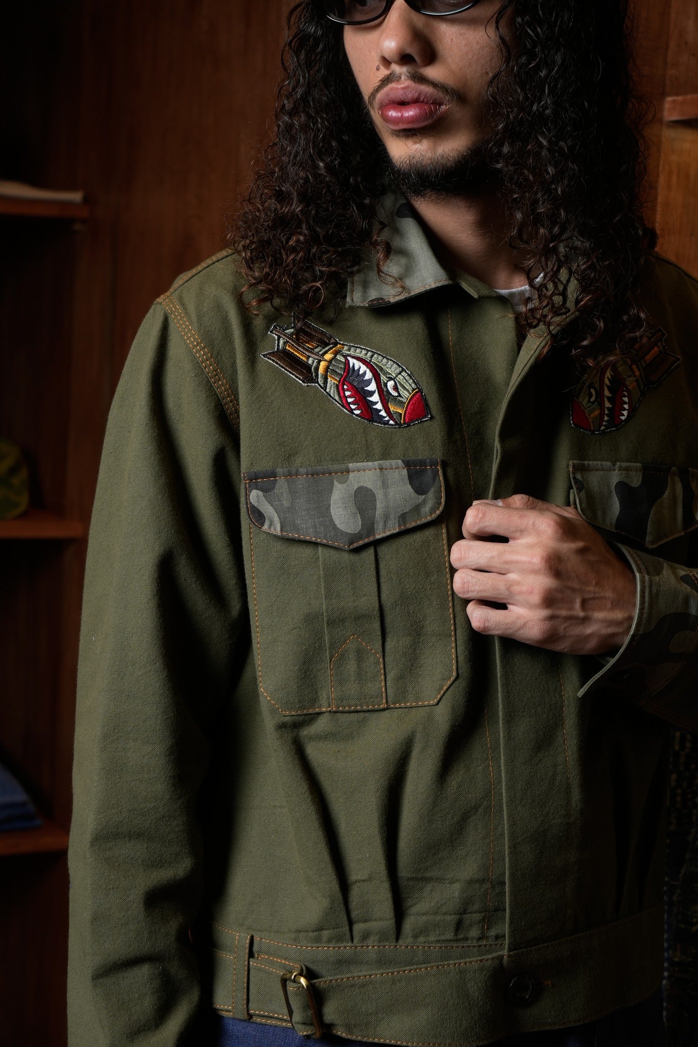 AK/PR/LOT2/JKT/027 Army Bomber Vintage Club AK Japanese Selvedge - OLIVE