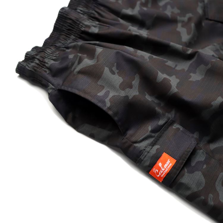 SHORT CHEF PANTS RIPSTOP CAMO BLACK (WOODLAND) - BLACK