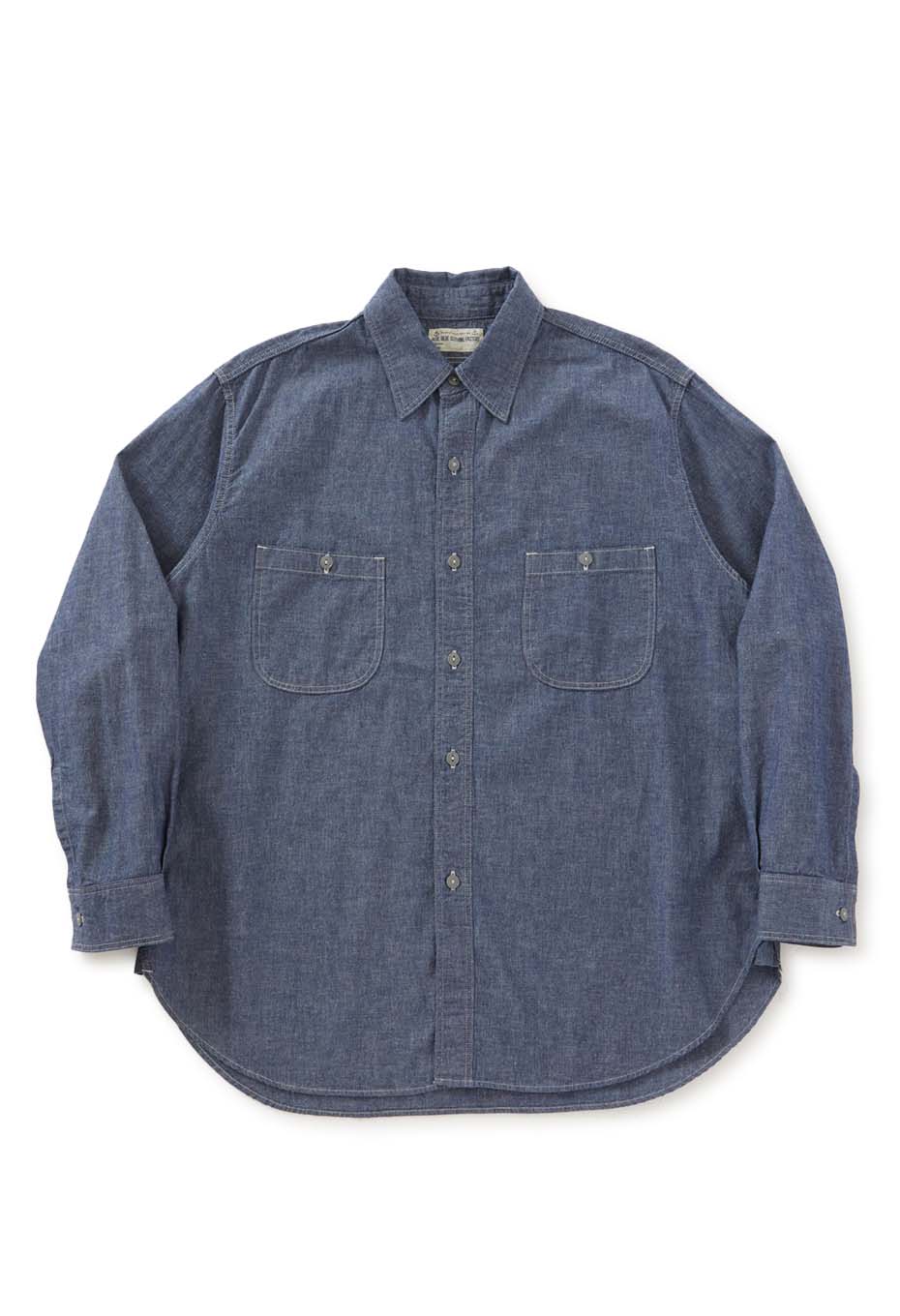US NAVY CHAMBRAY LONG SLEEVE SHIRT - BLUE