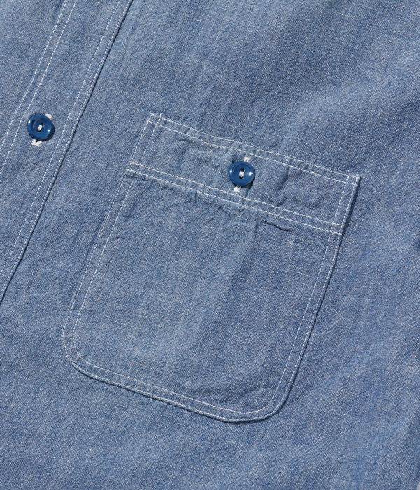 BR35856 BLUE CHAMBRAY WORK SHIRTS S/S - BLUE