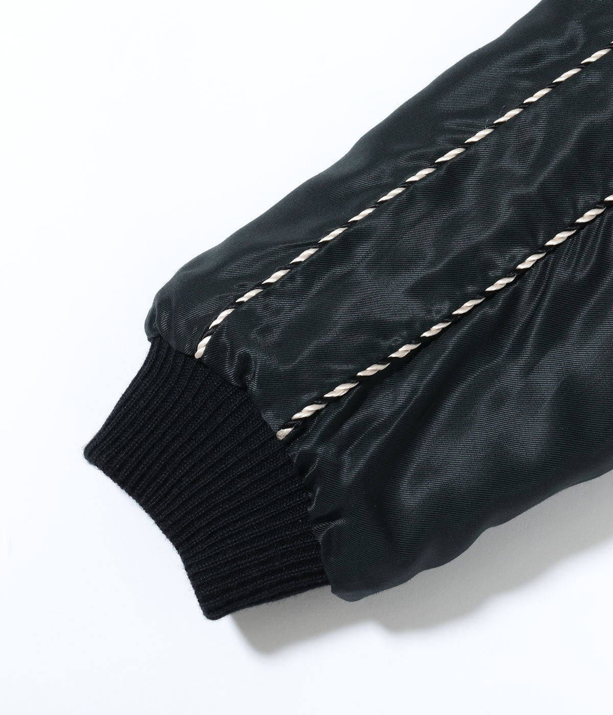 TT15791-159 Early 1950s Style Acetate Quilted Souvenir Jacket “WHITE TIGER” × “LANDSCAPE” - BLACK/ORANGE