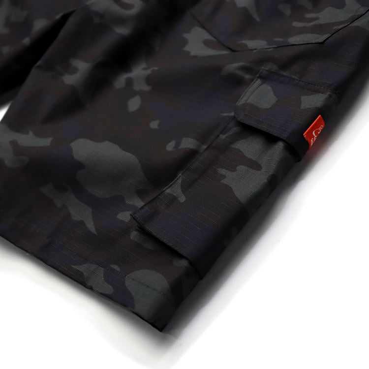 SHORT CHEF PANTS RIPSTOP CAMO BLACK (WOODLAND) - BLACK