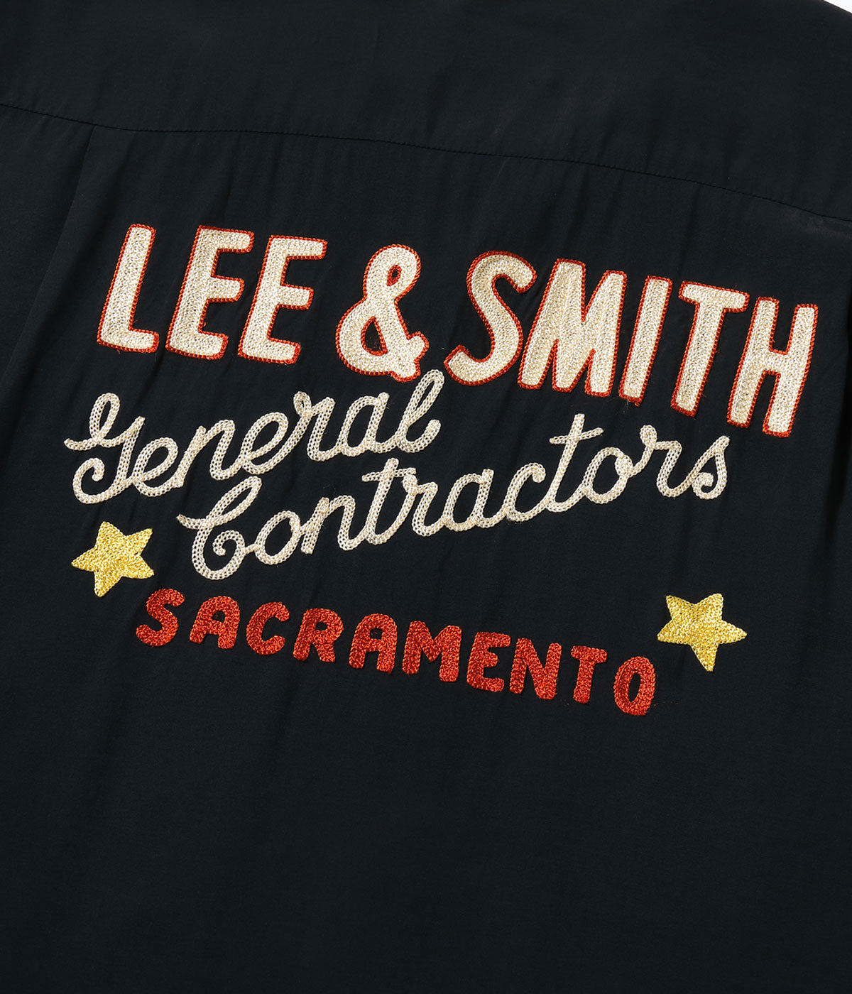 SE39663 RAYON BOWLING SHIRT LEE & SMITH - BLACK
