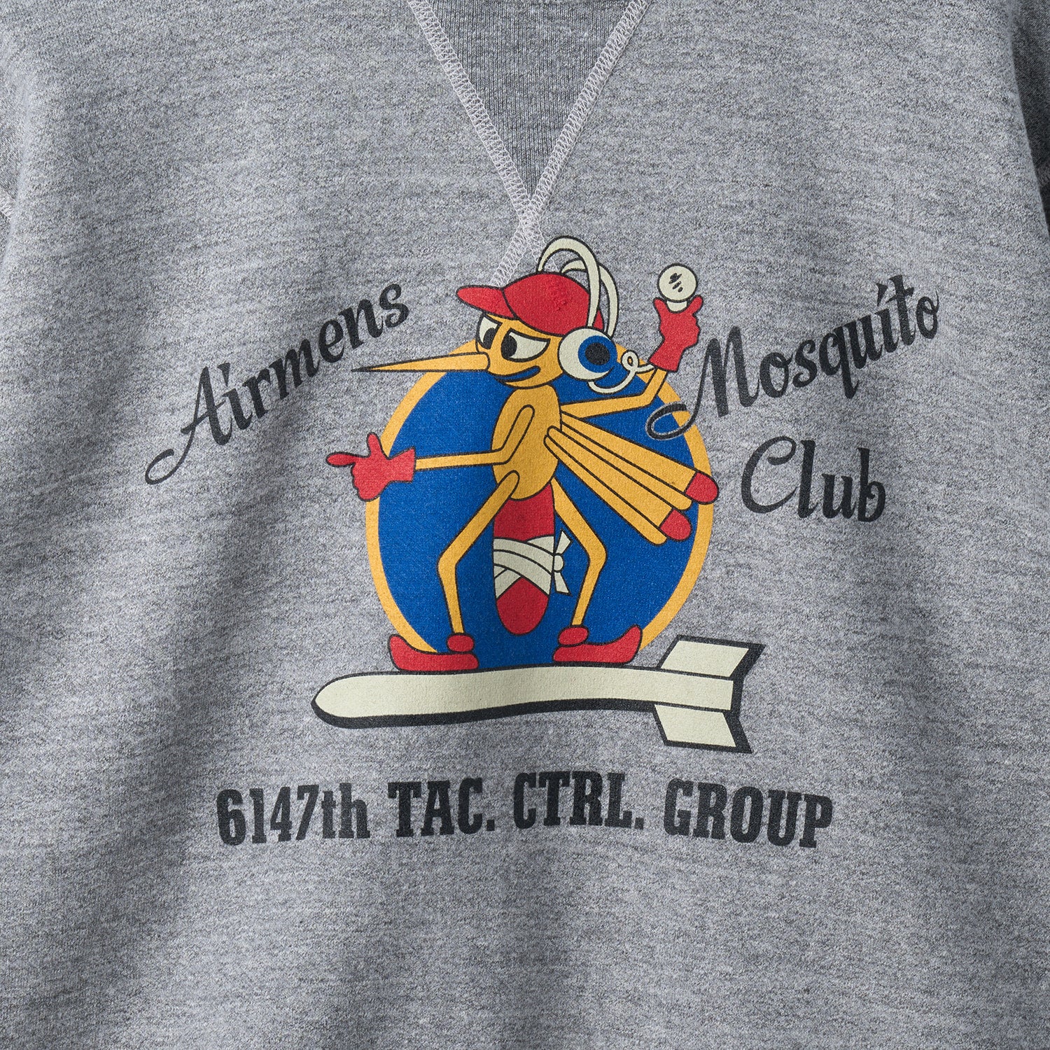 BR69632 SET-IN CREW NECK SWEAT SHIRT AIRMENS MOSQUITO CLUB - H.GRAY