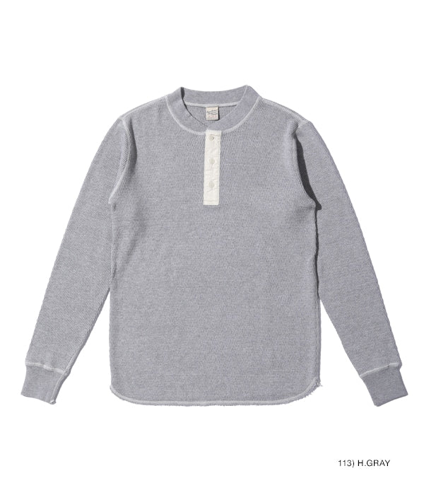 BR68130 BUZZ RICKSON'S THERMAL HENLEY NECK T-SHIRT - H.GRAY