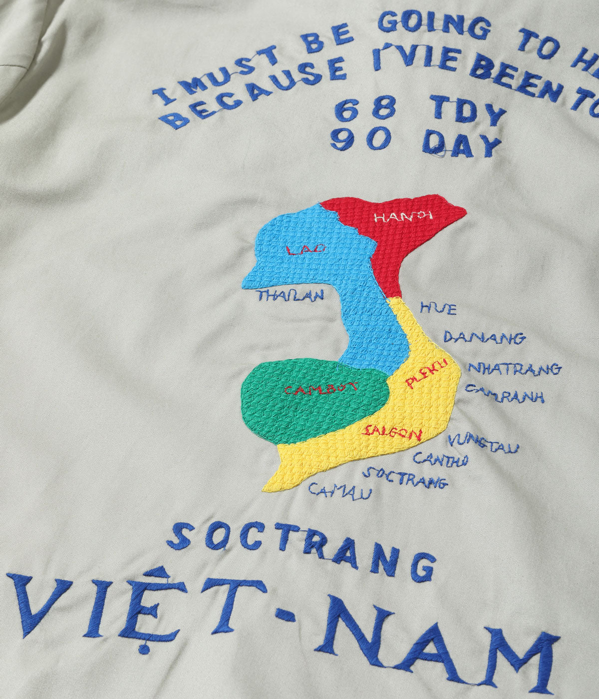 TT15546 LATE 1960S STYLE COTTON VIETNAM JACKET VIETNAM MAP - GRAY