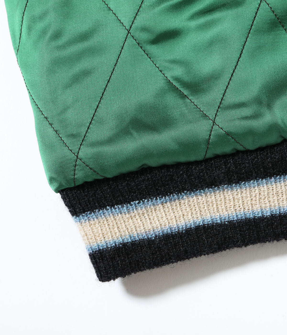 TT15809-119 Mid 1950s Style Velveteen × Acetate Quilted Souvenir Jacket “Stencil Paint” TOYO ENTERPRISE 60th Anniversary Special Edition “TIGER HEAD” × “EAGLE” - BLACK/GREEN