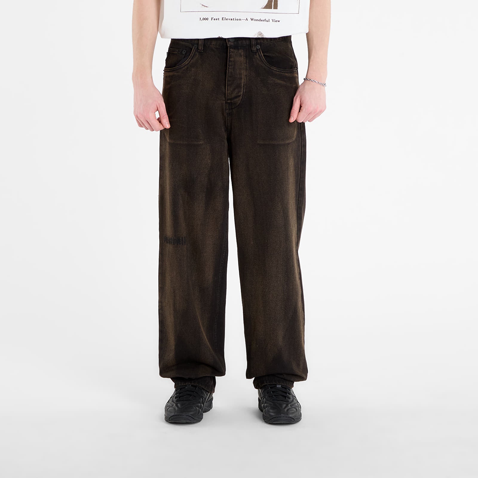 OIL BAGGY JEANS - DARK BROWN