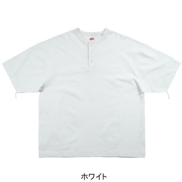 USA Cotton Henley Neck Short-Sleeve T-Shirt - WHITE