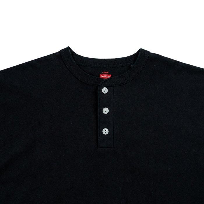 USA Cotton Henley Neck Short-Sleeve T-Shirt - BLACK