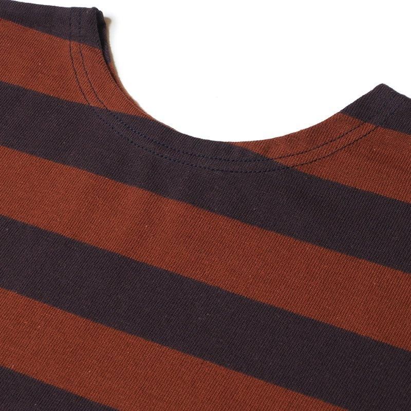 4051 7/8 SLEEVE 2-INCH BORDER TEE - BROWN/NATURAL