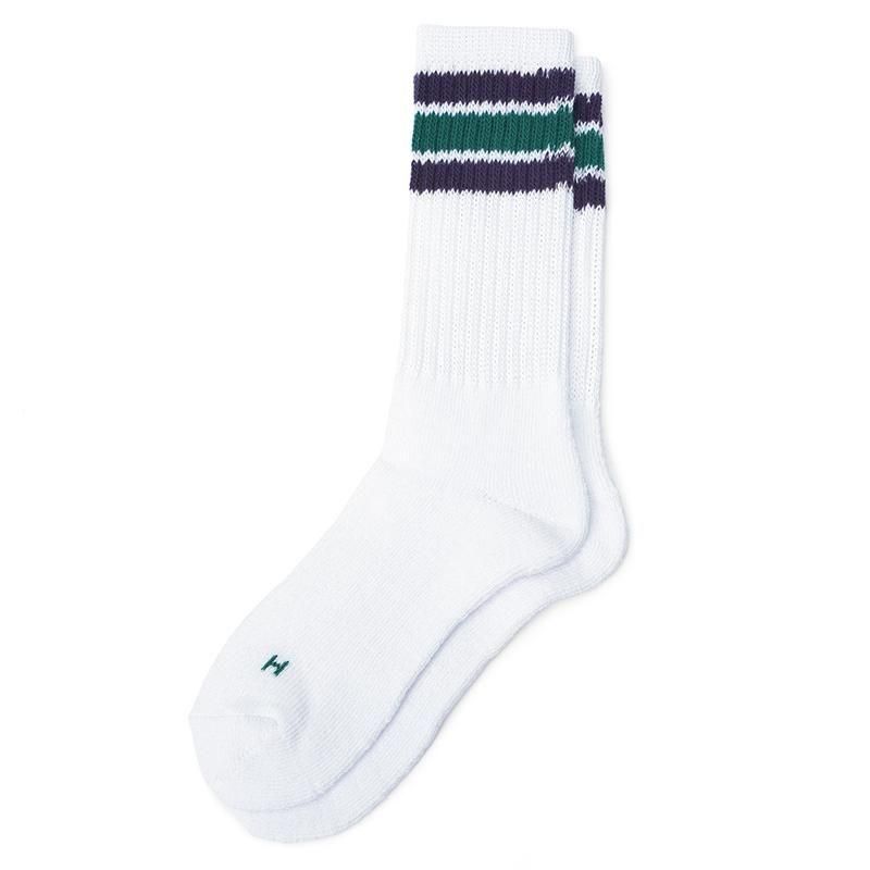 COLOR-BLOCKED 3-STRIPE CREW NECK SOCKS (3-PACK) - STRIPES ON A WHITE