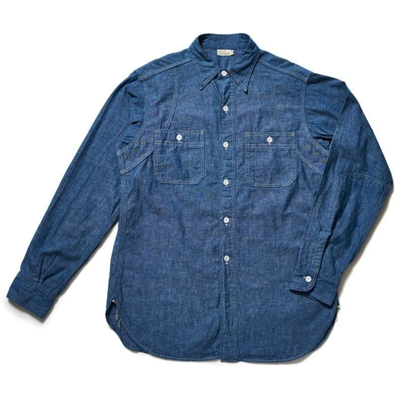 3064 VENTILATION TRIPLE STITCH CHAMBRAY SHIRTS - SAX