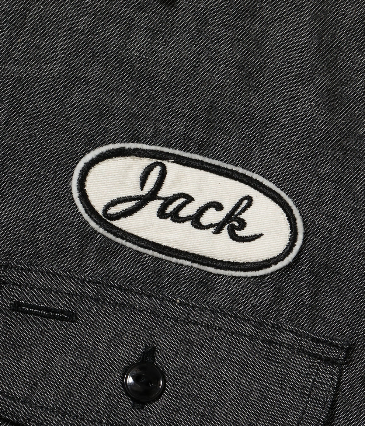 SC39731 CHAMBRAY WORK SHIRT with CHAIN EMBROIDERED - BLACK