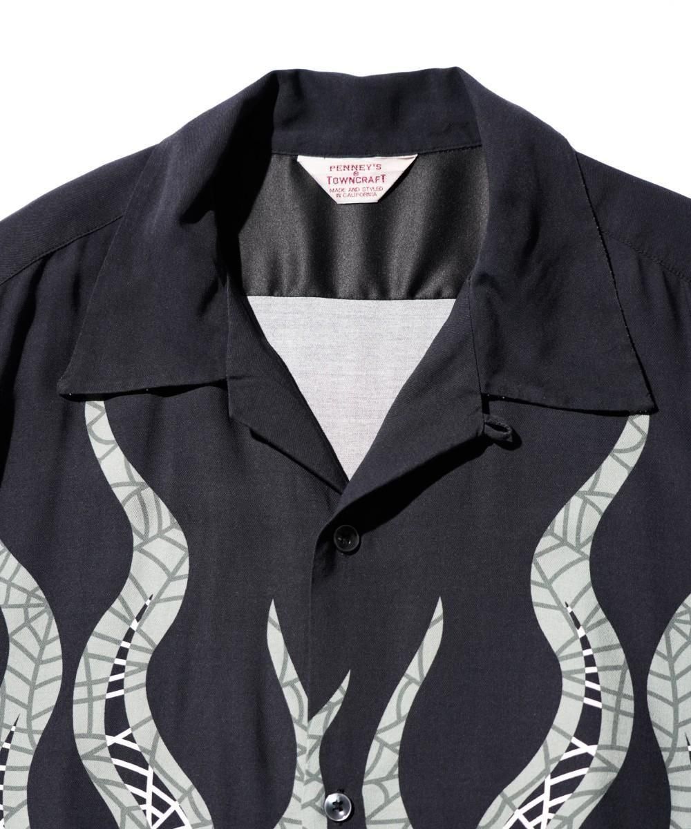 PRINTED LOOP COLLAR SS SHIRT - FLAME