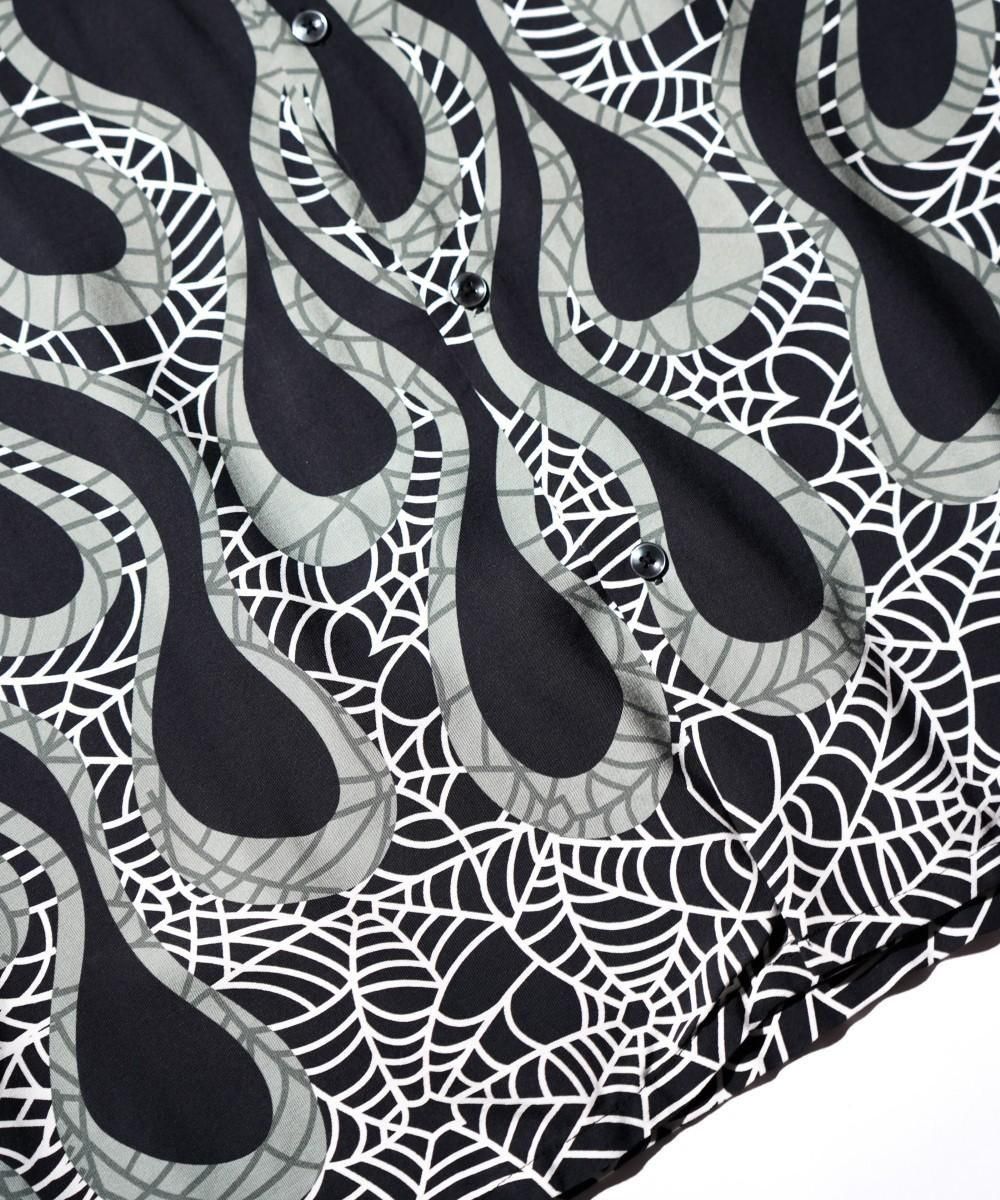PRINTED LOOP COLLAR SS SHIRT - FLAME