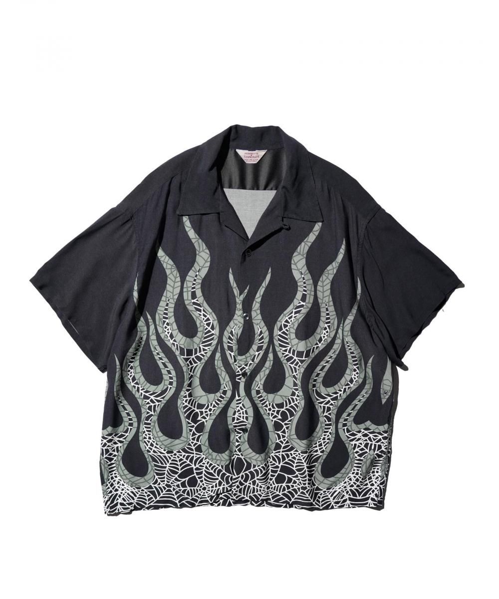 PRINTED LOOP COLLAR SS SHIRT - FLAME