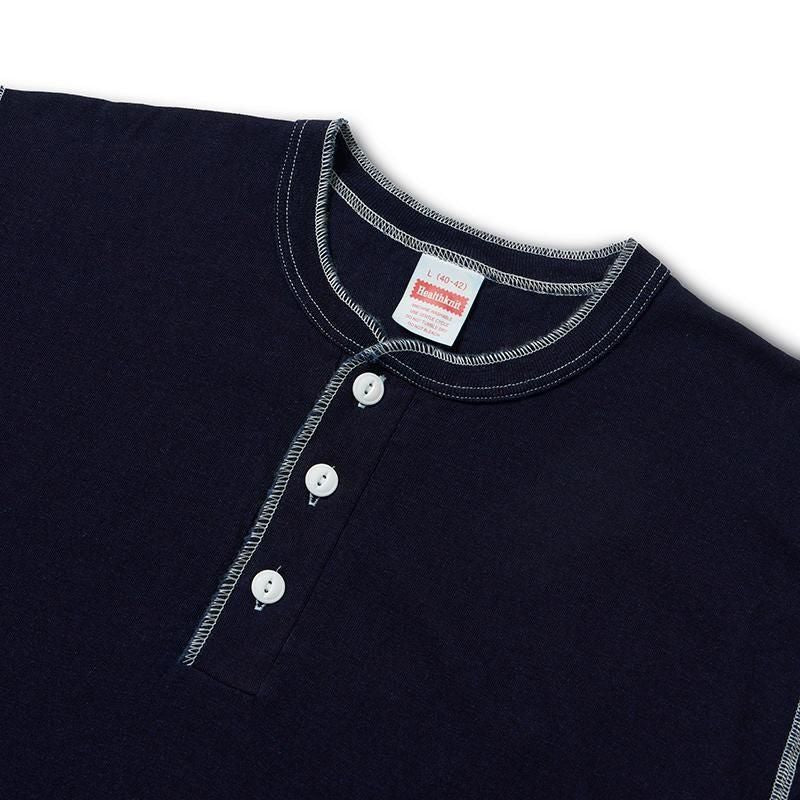 Henley Neck Short-Sleeve T-Shirt - INDIGO
