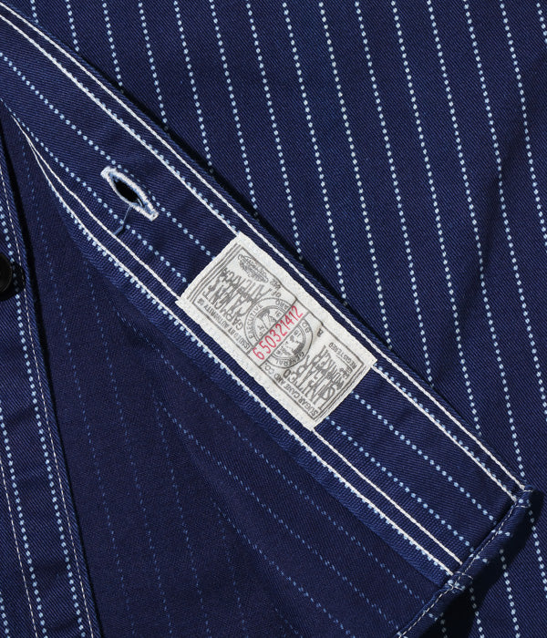 SC25551A  SUGAR CANE FICTION ROMANCE 8.5OZ. WABASH STRIPE WORK SHIRT - INDIGO WABASH