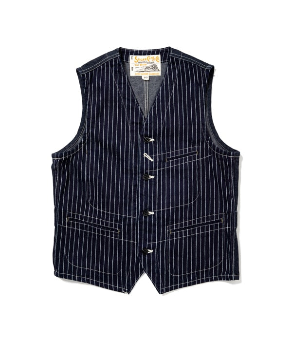 SC12654 9oz. WABASH STRIPE WORK VEST - INDIGO WABASH