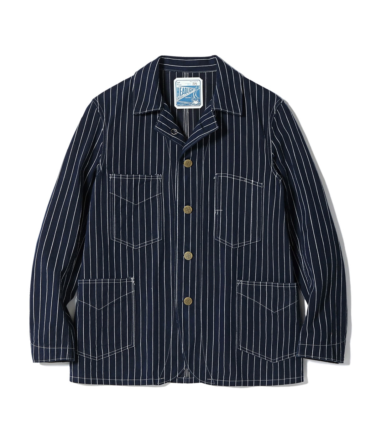 HD15647 HEADLIGHT 8oz. SPECIAL WOVEN STRIPE DENIM WORK COAT - INDIGO