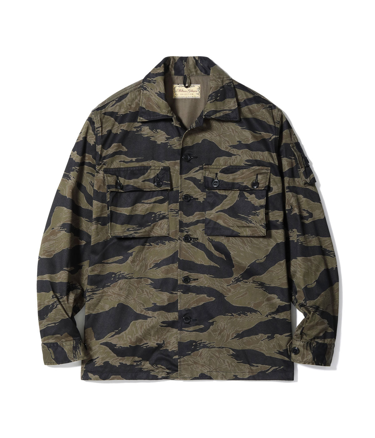 BR15778 WILLIAM GIBSON COLLECTION BLACK TIGER PATTERN JACKET OVER DYE - BLACK