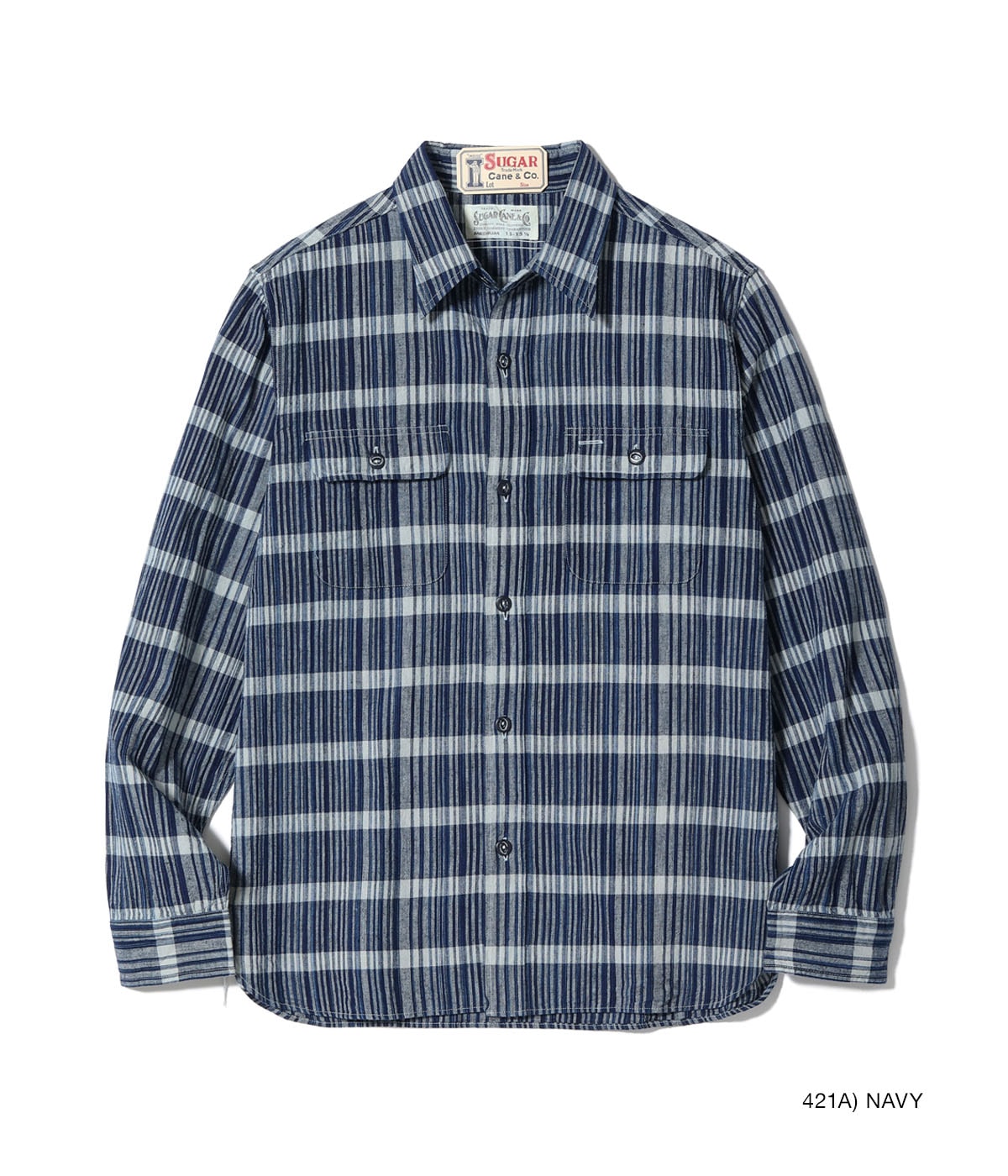 SC29591 FICTION ROMANCE 5oz. INDIGO CHECK WORK SHIRT - NAVY