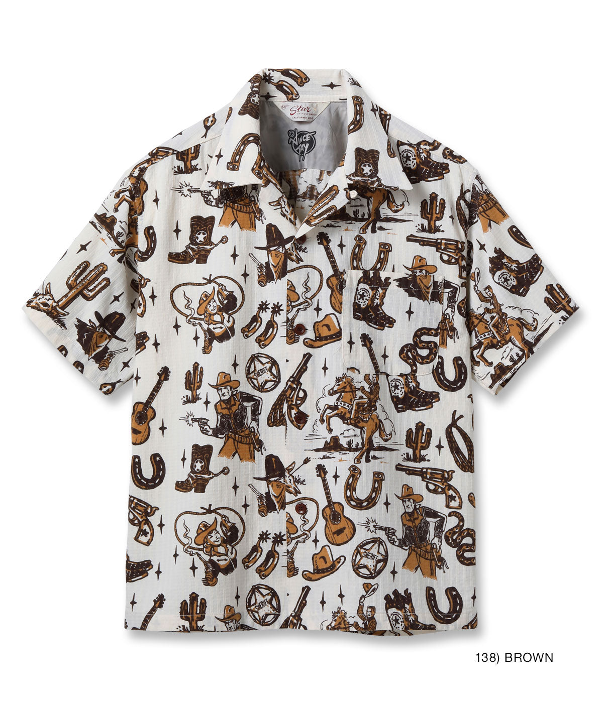 SH39706 DOBBY COTTON OPEN SHIRT “THE WESTERNER” by VINCE RAY - BROWN