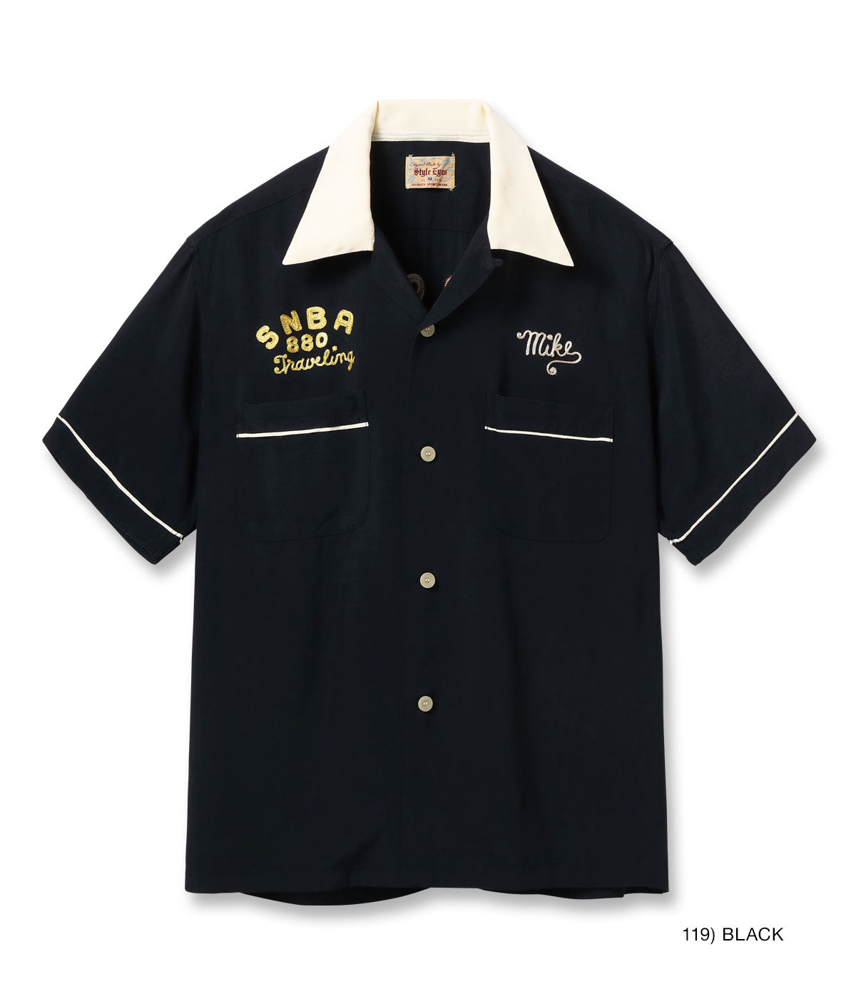 SE39663 RAYON BOWLING SHIRT LEE & SMITH - BLACK
