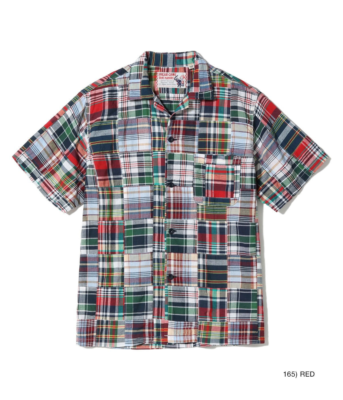 SC39739 MADRAS CHECK PATCHWORK OPEN SHIRT - RED