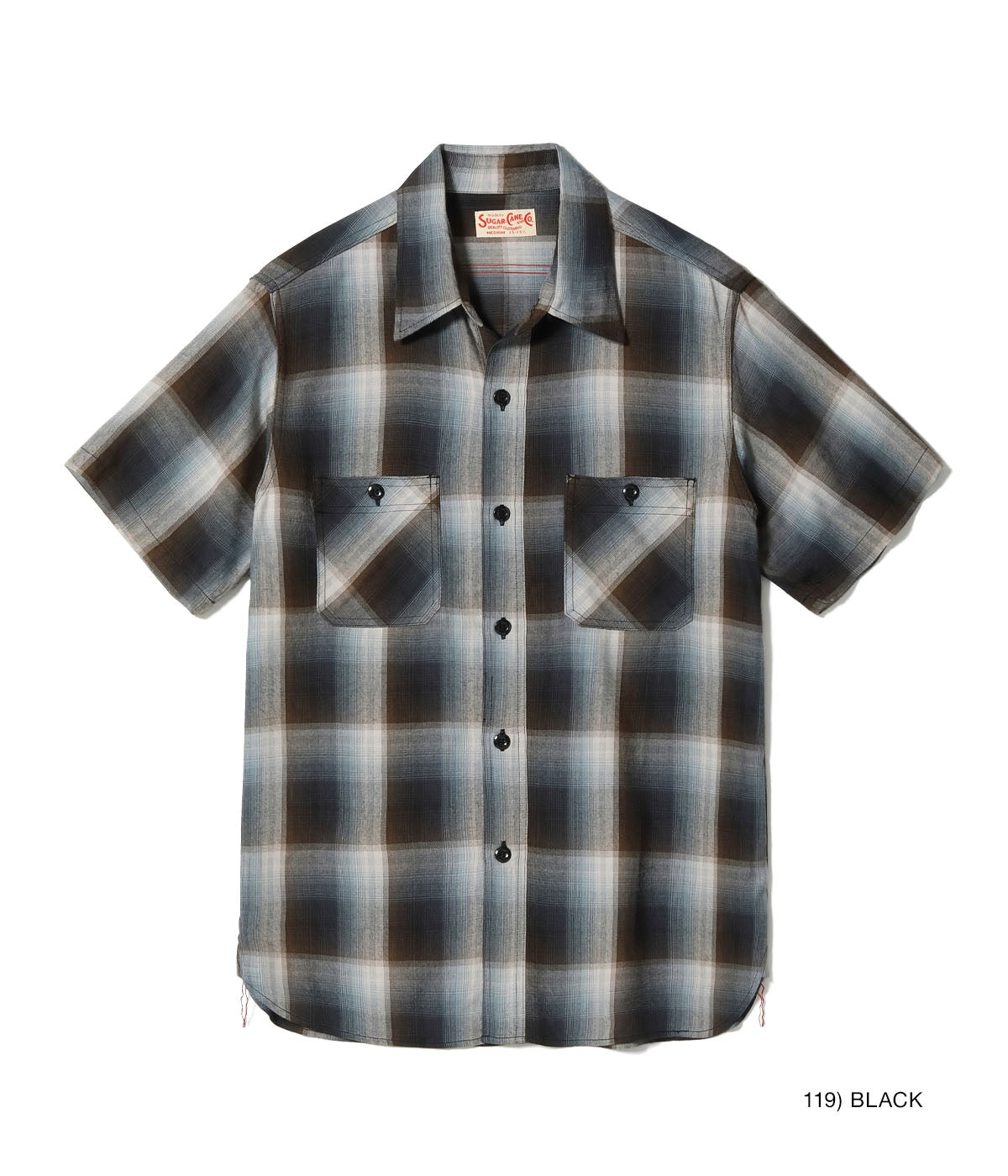SC39726 RAYON TWILL CHECK WORK SHIRT - BLACK