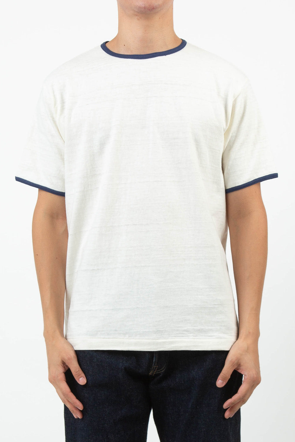 4059 RINGER T PLAIN - CREAM/NAVY