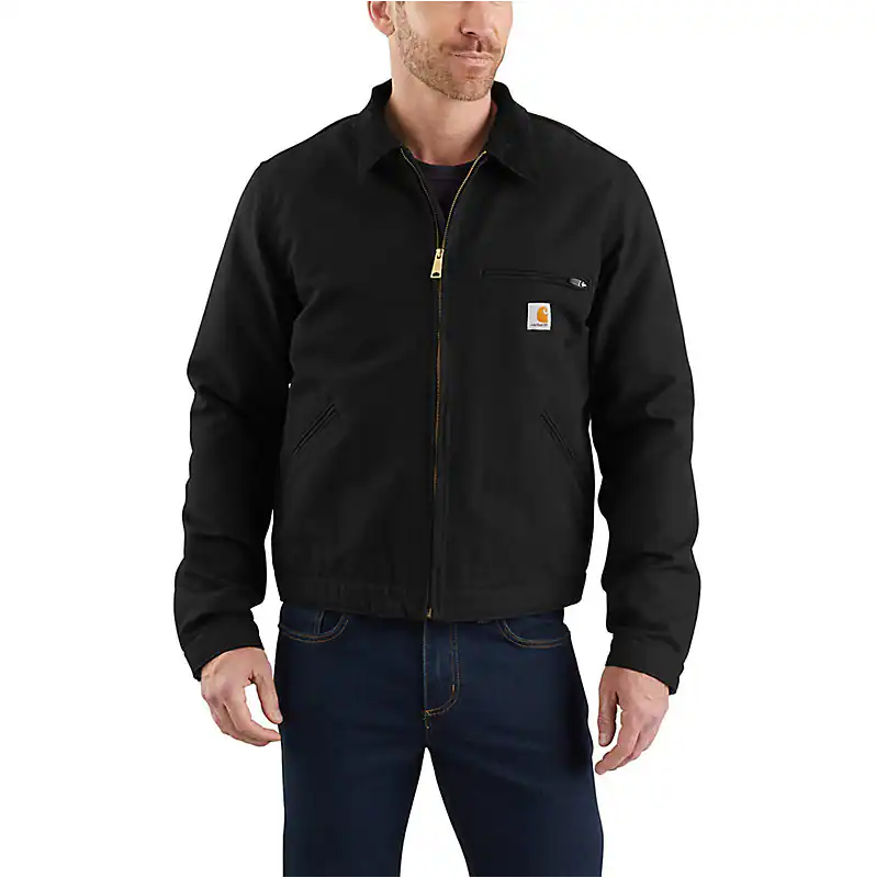 MEN'S BLANKET-LINED DETROIT JACKET-RELAXED FIT-DUCK-1 WARM RATING - BLACK