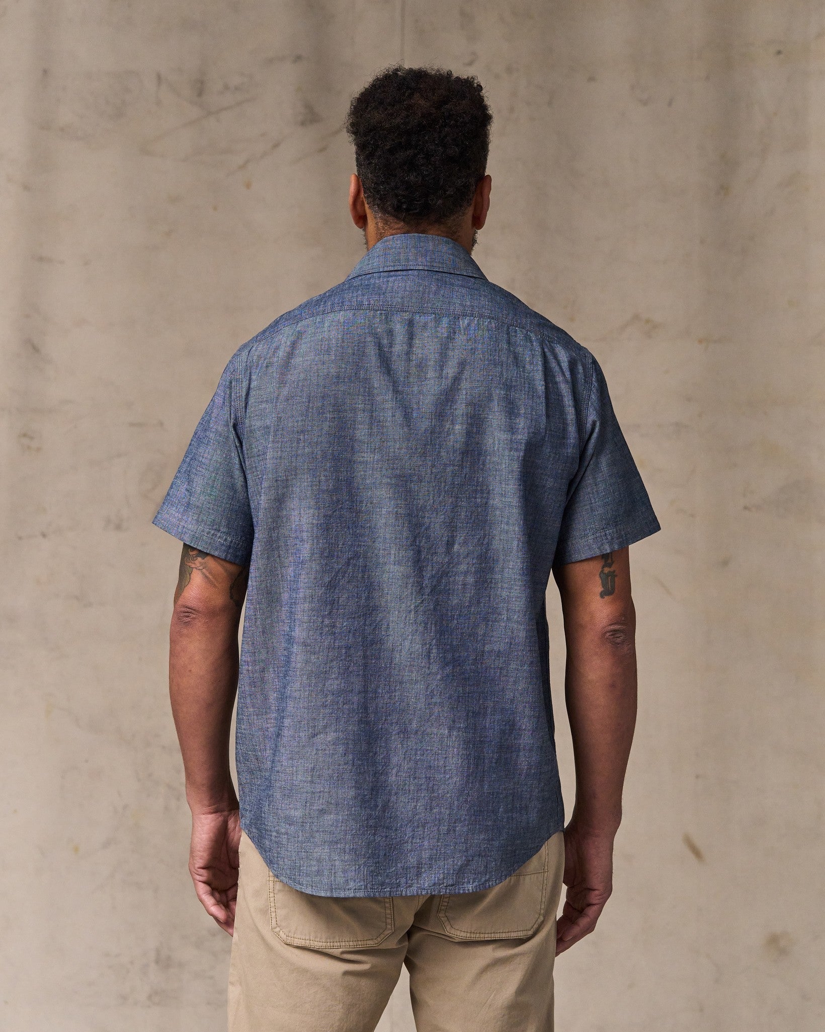 SHORT SLEEVE CHAMBRAY SHIRT - VINTAGE FADE