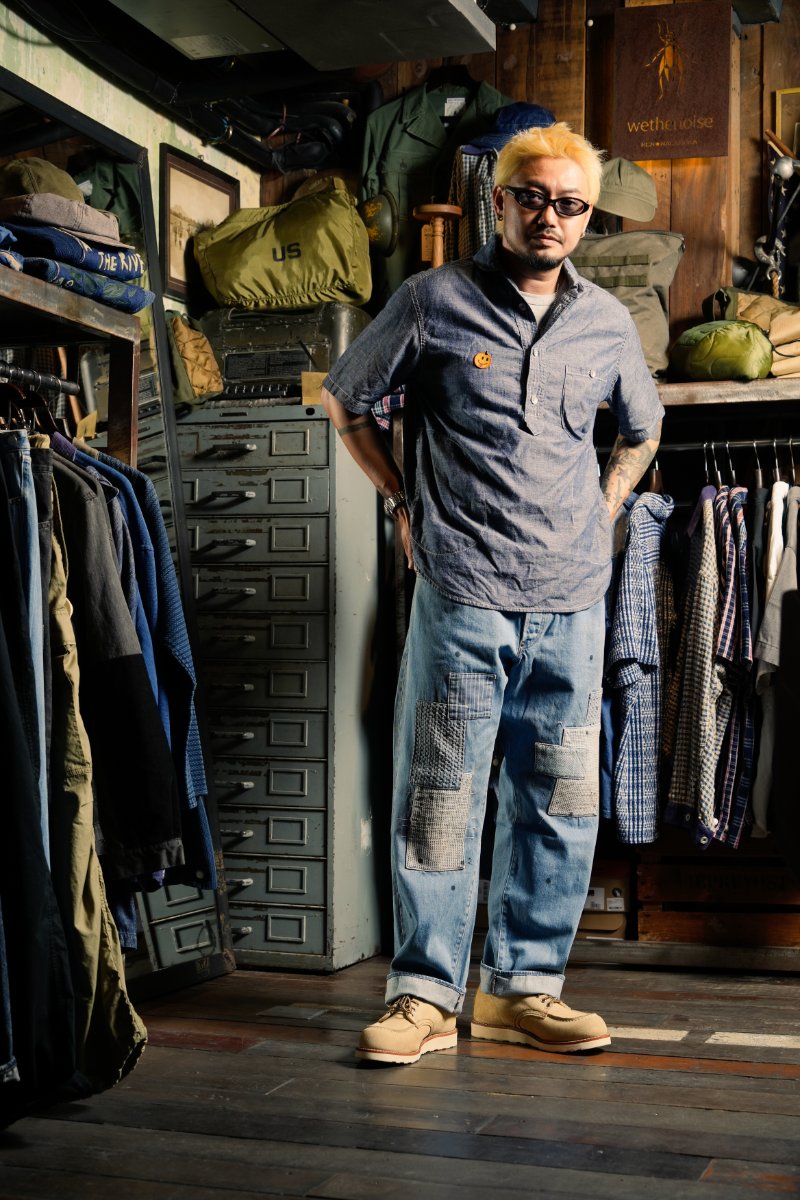 LIGHT CHAMBRAY FRENCH STYLE SHAWL COLLAR P/O SHIRT TYPE2 - CHAMBRAY