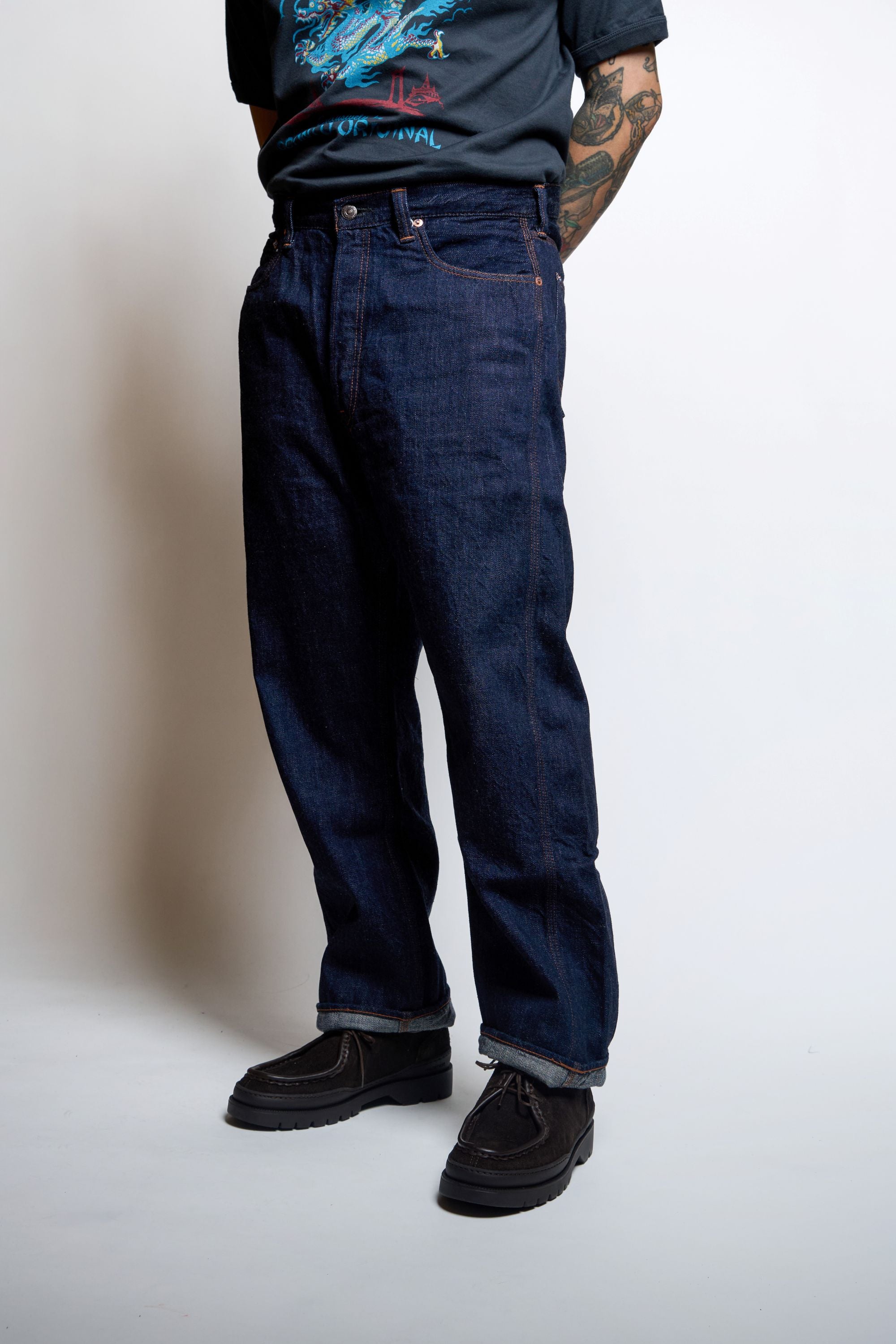 0105PRNT 5P Denim Work Pants(Super Smooth) - INDIGO BLUE