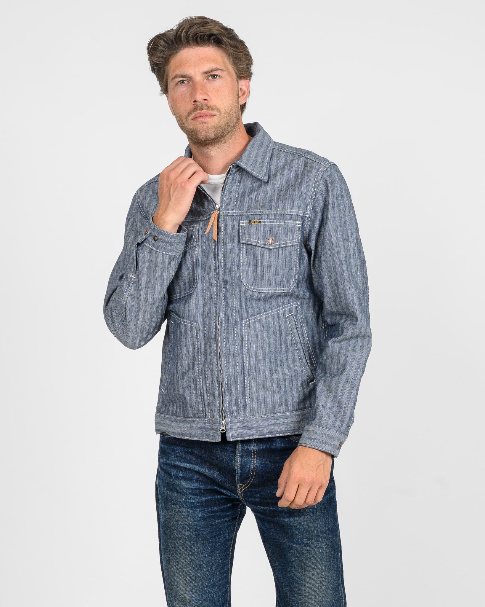 IHJ-164-IND 10.5oz HERRINGBONE WORK JACKET - INDIGO