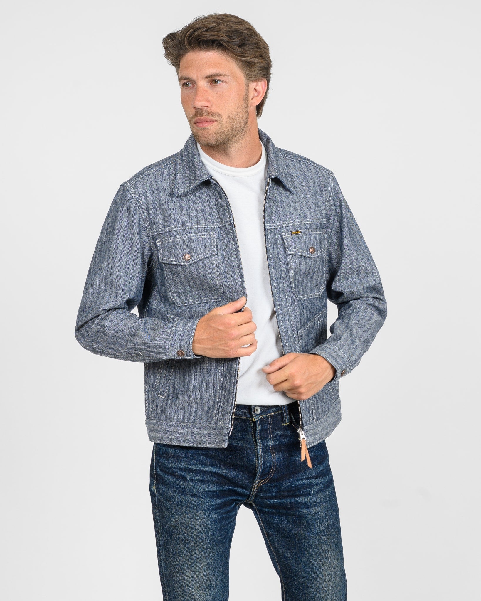 IHJ-164-IND 10.5oz HERRINGBONE WORK JACKET - INDIGO